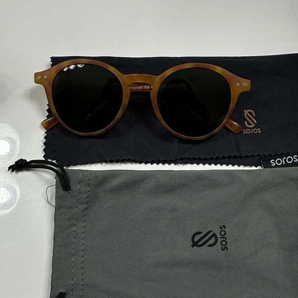 Sojos Brown Round Sunglasses - Picture 1 of 3